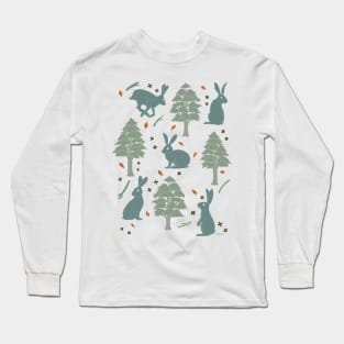 Rabbit Forest - Mint and Orange Long Sleeve T-Shirt